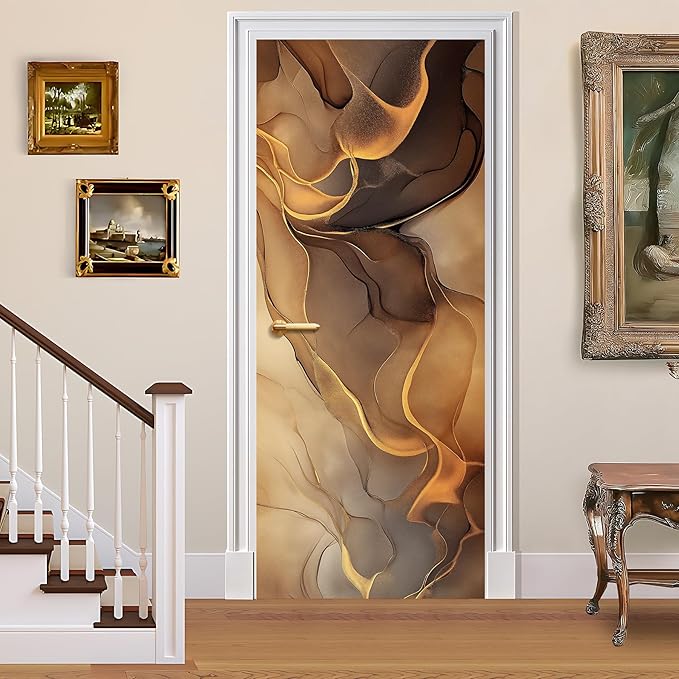 3D Door Decals Stickers, Peel Stick Wall Murals Vinyl Wallpaper Self-Adhesive Mural Door Covers Decorative for Furniture Home Decor Wrinkle-Resistant Waterproof by BVBOX