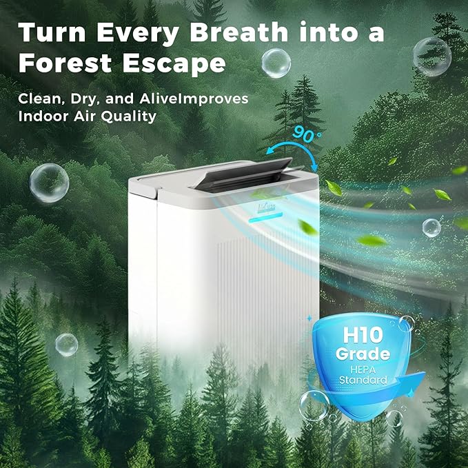 1500 Sq.Ft Dehumidifier, Max 32 Pint Quiet Dehumidifier for Bedroom with HEPA Filter Air Purifiers, Dehumidifiers for Basement with Drain Hose,Home,Bathroom,Auto Defrost,Smart Humidity Control - Image 3