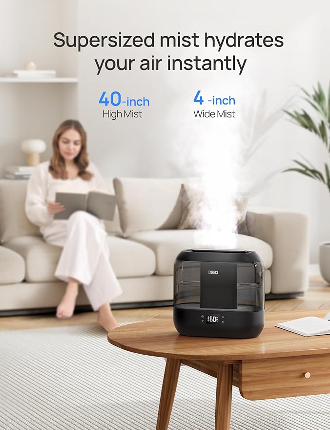Dreo Smart Humidifiers for Bedroom-Filter Included, Top Fill 4L Humidifier Large Room with 28 dB, 36H Runtime, Touch/APP/Voice Control, Nightlight, Cool Mist Humidifiers for Baby, Plants, Ebony - Image 5