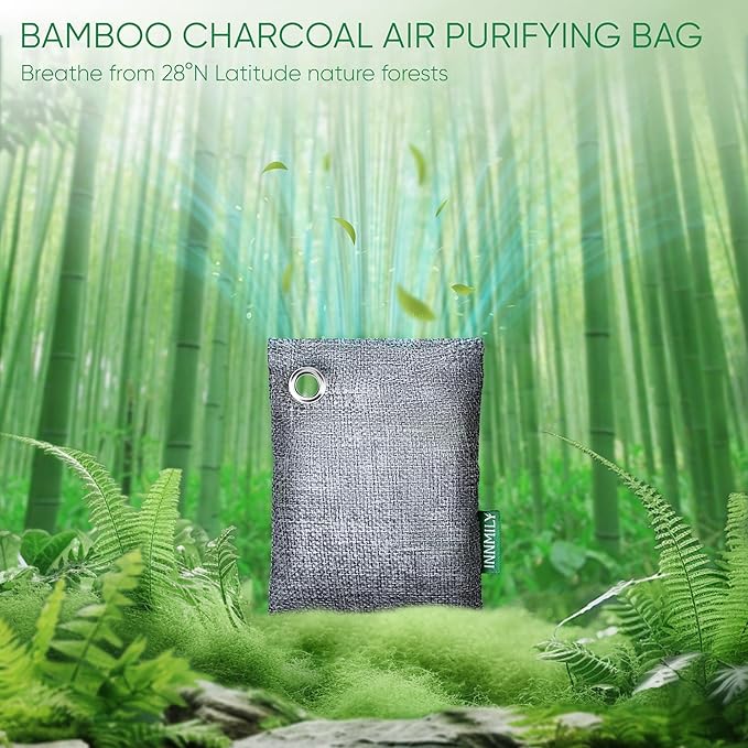Activated Charcoal Odor Absorber, 8 Pack w Hooks Nature Odor Eliminator for Strong Odor, Bamboo Charcoal Air Purifying Bags, Moisture Absorbers for Fresh Home Car Closet Pet, Smoke Smell Deodorizer - Image 2
