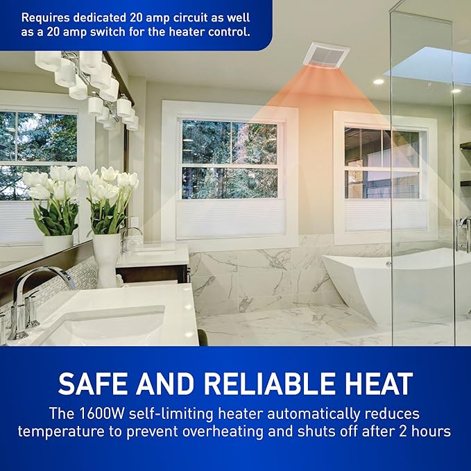 Panasonic WhisperWarm Ceiling Mount Bathroom Exhaust Fan with Heater, 50-80-110 CFM, FV-0511VH1 - Image 6