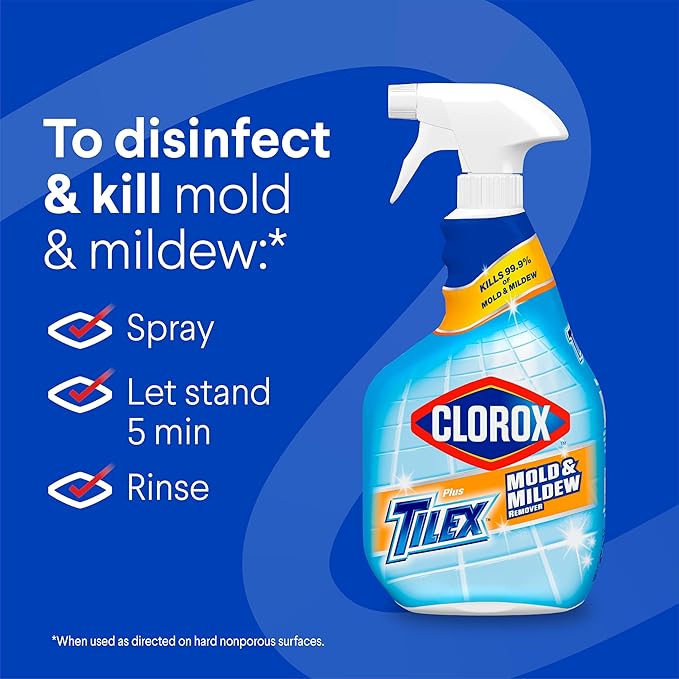 Clorox Plus Tilex Mold and Mildew Remover with Bleach, Spray Bottle, 32 Fluid Ounces, Unscented, Pack of 3 - Image 4