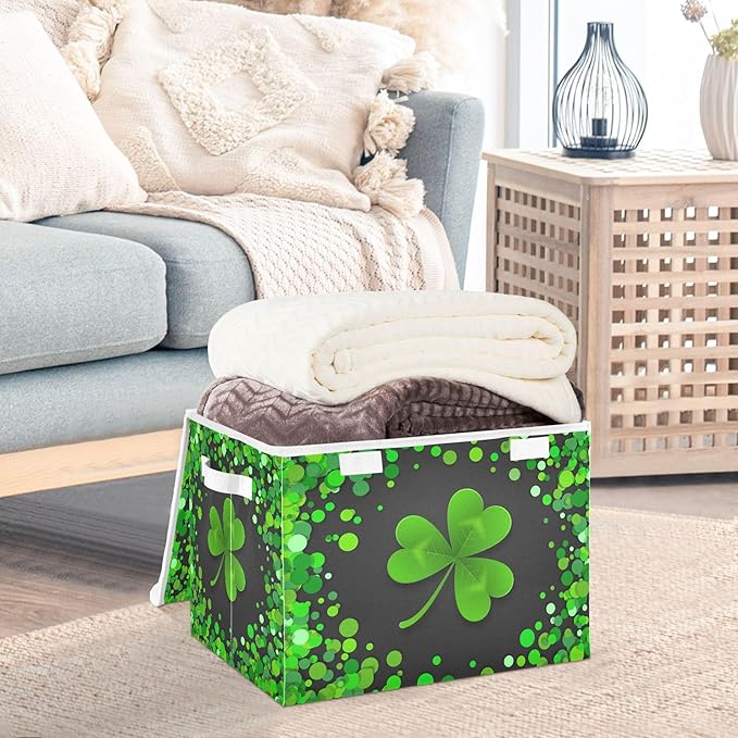 xigua St. Patrick's Day Storage Bins with Lids and Carrying Handle,Foldable Storage Boxes Organizer Containers Baskets Cube with Cover for Home Bedroom Closet Office - Image 5