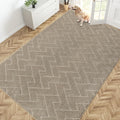 PURRUGS Easy Care Area Rug 6ft x 9ft, Non-Slip Machine Washable Entry Rug, Stain Resistant Accent Rug for Hallway, Bedroom, Living Room and Mudroom, Taupe by PURRUGS
