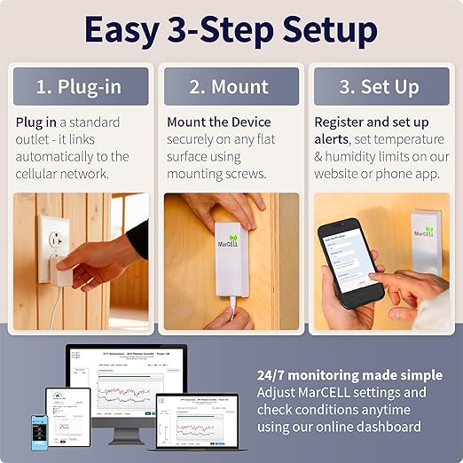 MarCELL Home/Cottage Watch Bundle (Verizon) - Vacation Home Temperature Monitor, Humidity & Power Monitor - Made in The USA with Included Water Leak Detectors (sPucks) - 24/7 Instant Alerts - Image 8