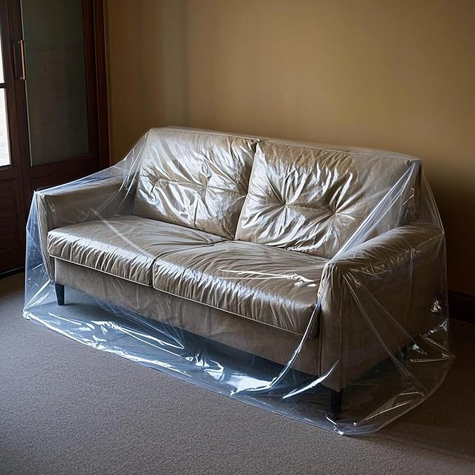 Yotelab Plastic Couch Cover for Moving,Sofa Bag Cover Protector,Furniture Cover for Storage,92Wx42Dx62/41H Inches (No Seal) - Image 6