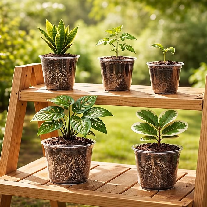 20 Pack 8/6/5/4/3.5 Inch Reinforced Large Clear Nursery Pots with Drainage Hole, Transparent Variety Pack Plastic Plant Pot for Vegetable Propagation, Root Cutting, Seed Starting - Image 7