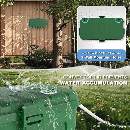Flemoon [2 Pack] Outdoor Electrical Box Waterproof, Medium Weatherproof Electrical Box (11.5x5.2x4 inch) w/6 Cable Entry Ports, Extension Cord Cover for Power Strip, Timer, Plug, Holiday Light, Green - Image 6