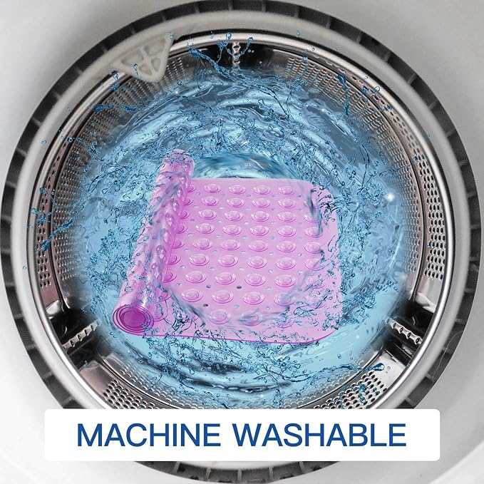 YINENN Bath Tub Shower Stall Mats 31x15.5 Inch Non-Slip and Latex Free, Bathtub Mat with Suction Cups, Machine Washable Bathroom Mats with Drain Holes(Purple) - Image 6