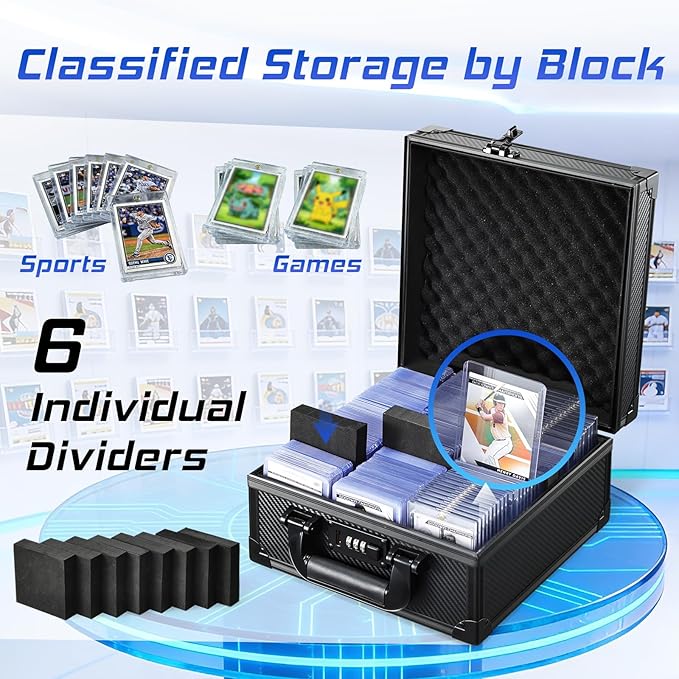 Card Storage Box for 3" x 4" 35pt Toploaders, Sports Cards Case with Lock, Trading Card Storage Box Holds 390 Top Loaders or 99 Magnetic Holders, Card Collection Box for Collectors - Image 4