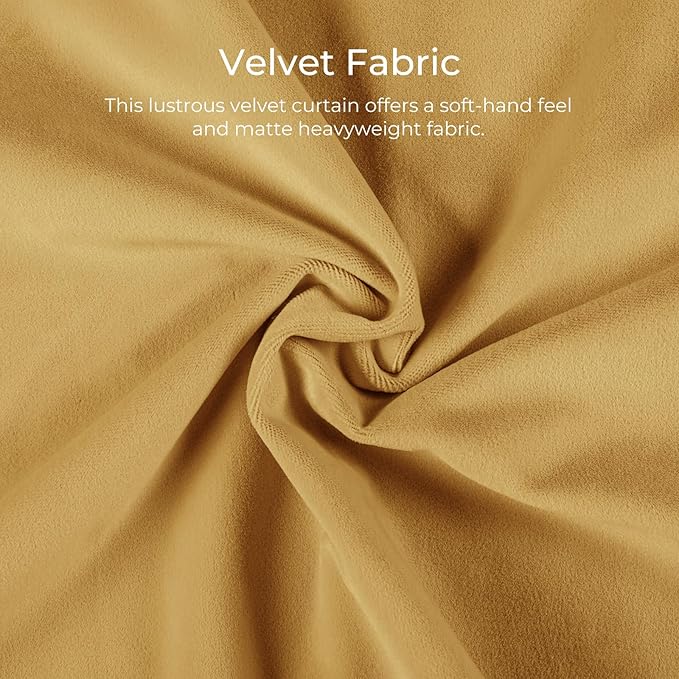 TWOPAGES Luxury Velvet Curtain Pinch Pleated Sunset Yellow Curtain 108 inch Long Thermal Insulated Blackout Drapes for Bedroom Living Room Indoor Window (1 Panel,Sunset Yellow,40Wx108L) - Image 3