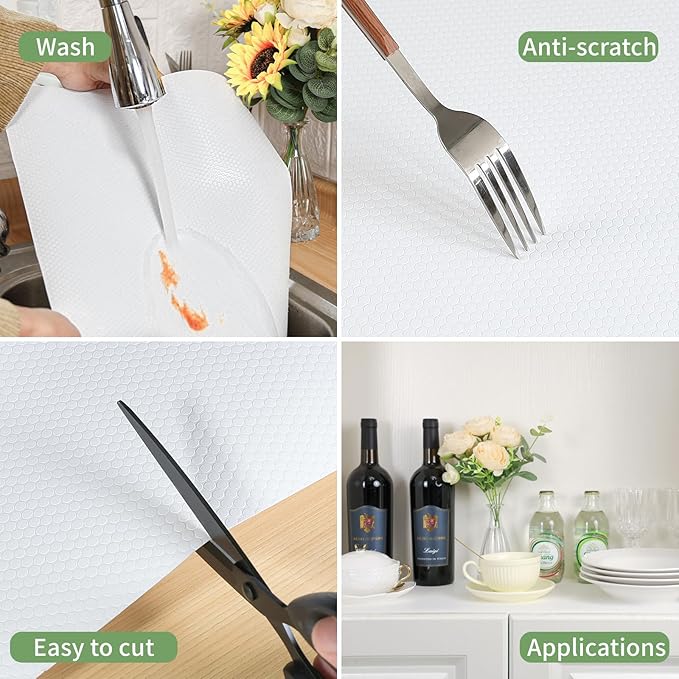 Shelf Liners 27 inch x 20 ft Shelf Liners for Kitchen cabinets nonstick Shelf Lining Drawer Mats EVA Protector for Cupboard (White,27 inch x 20 ft) - Image 3