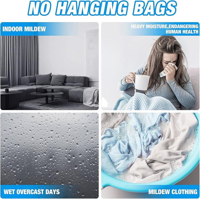 ZSZMFH 12 Pack Moisture Absorber Hanging Bags, Fragrance Free Humidity Packs, Hanging Closet Dehumidifier Bags-220g/pack - Image 6