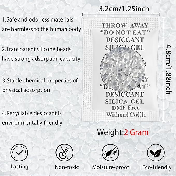 25 Pack 5g Silica Gel Desiccant Bags - Reusable Humidity Control for Camera Gear, Leather Goods & Collectible Storage (25) - Image 2