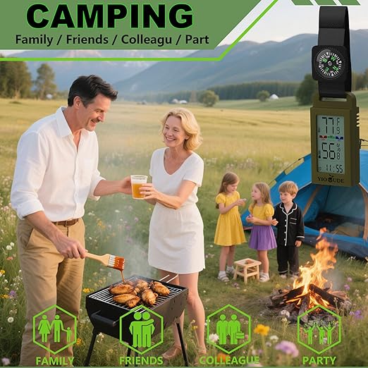 Indoor Outdoor Portable Thermometer Hygrometer with Accurate Temp & Humidity Detection Alarm Compass Crucial for a Comfortable Living Space, Camping, Workshop. Get it Now for a Controlled Environment - Image 5