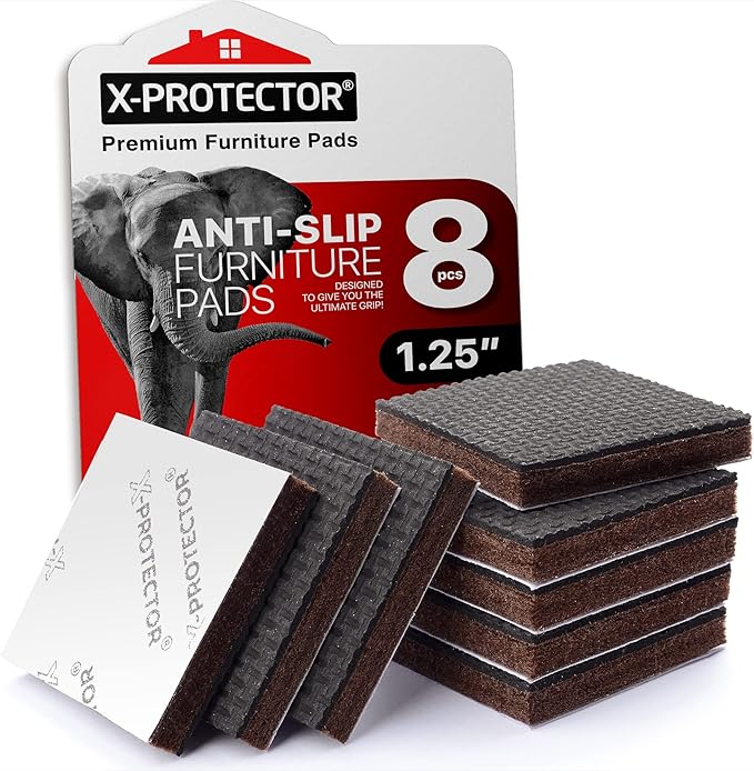 Non Slip Furniture Pads 8 pcs 1 1/4" X-Protector - Premium Furniture Grippers! Self-Adhesive Rubber Feet Furniture Feet - Ideal Non Skid Furniture Pad Floor Protectors - Keep Furniture in Place! by X-Protector