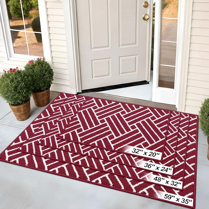 OLANLY Indoor Door Mat, 48x32 Inch, Dirt Resistant and Absorbent, Non-Slip Rubber Backing Floor Mats, Easy Clean Low-Profile Doormat for Entryway, Front Door, and Inside Entrance, Burgundy - Image 7