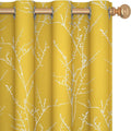 Deconovo Blackout Curtains Yellow, 52 x 84 Inch 2 Panels Set Drapes for Living Room, Modern Silver Tree Print Pattern, Thermal Insulated Soundproof Window Panel for Bedroom Office, Machine Washable by Deconovo