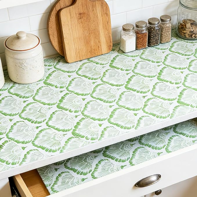 Drawer and Shelf Liner - Green Banana Leaf Pattern,Non Adhesive Non Slip Waterproof Easy-Clean Liner for Kitchen Cabinet, Refrigerator, Bathroom, Pantry Storage Drawers, 17 in x 20 Ft. - Image 8