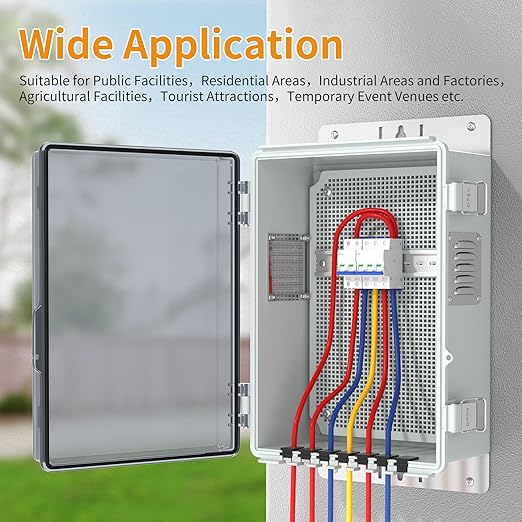 Joinfworld Outdoor Electrical Box, Waterproof Electrical Box WiFi Enclosure 11.8x6.7x5.6 Vented Electric Box Plastic Clear with Mounting Panel Cable Grommet Stainless Steel Dust Screen - Image 6