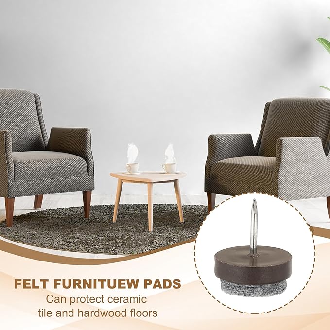PATIKIL 20 mm Nail-on Felt Pads, 72 Pcs Round Felt Furniture Sliders Pads Heavy Duty Floor Protectors for Wooden Chair Sofa Cabinet Table Leg Feet Hardwood Floors, Black - Image 4