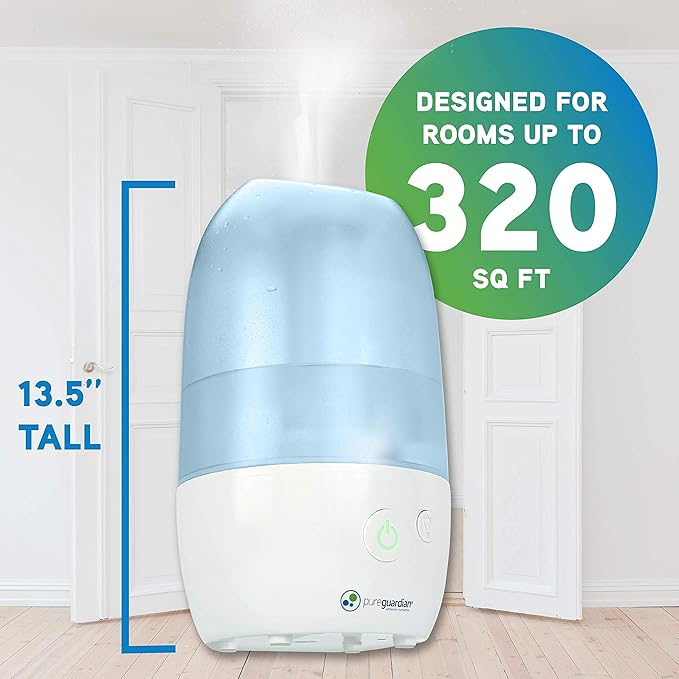 PureGuardian Ultrasonic Cool Mist Humidifier with Aromatherapy Tray, 70-Hour Run Time, 1-Gallon Tank Capacity, 320 Sq. Ft. Coverage for Small Rooms, Quiet Operation, H975AR - Image 4