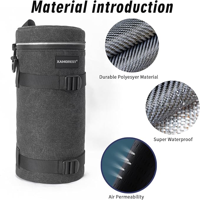 Camera Lens Case Lens Bag Compatible (5.51" x 14.56"(Canvas, Black)) - Image 3