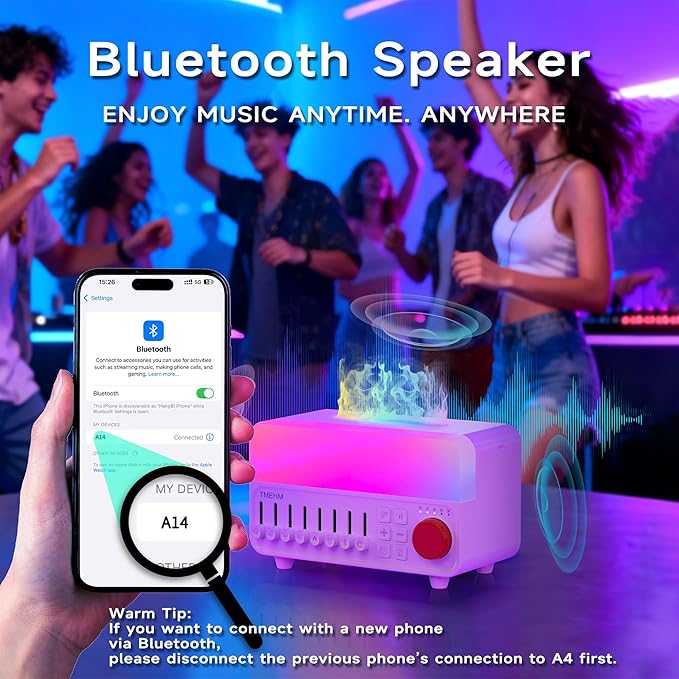 2026 4-in-1 Aroma Essential Oil Diffuser with Bluetooth Speaker Function, Humidifier, 12 Colors Night Light with 8 Nature Sounds, White Noise & Timer for Bedroom, Baby, Adults, and Kids (White) - Image 6