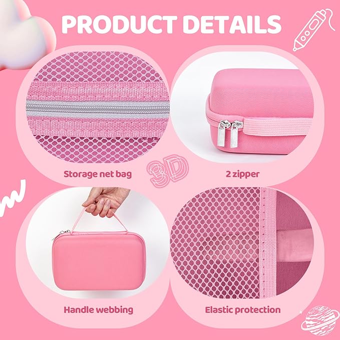 Case Compatible with 3Doodler Start+ Essentials for 3D Pen Set for Kids, Carrying Holder Fit for Printing Pens, Storage Organizer for Printing Filament Refill, Micro-USB Charger (3D-04A-Pink) - Image 3