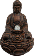 Pure Garden Indoor Tabletop Water Fountain - Sitting Buddha Statue with Rolling Glass Ball, Multi-Colored LED Lights, Electric Pump & Soothing Sounds, Durable, Natural Humidifier - Home, Office Decor by PureGarden