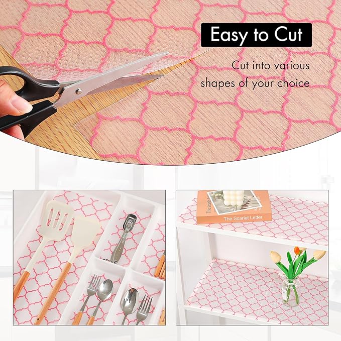 Cooyes Shelf Liner, Non Adhesive Drawer and Cabinet Liner, EVA Washable Oil-Proof Shelf Paper for Kitchen Cabinets, Refrigerator, Storage, Desks with Modern Pattern - Image 4