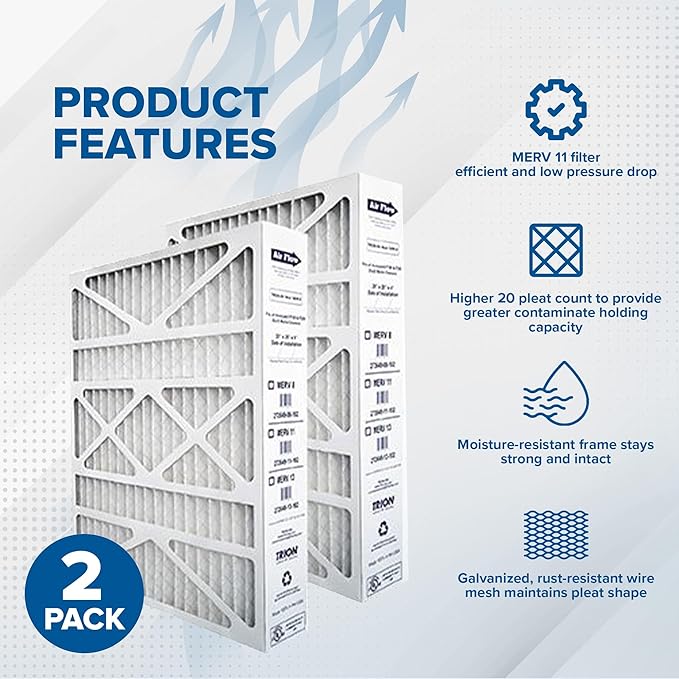 Trion Air Bear OEM Replacement Air Purifier Filter Indoor Air Quality Accessory for Honeywell F100 & F200 Media Cabinets, 2 Pack, 20x25x4 Inch, MERV 11 - Image 2
