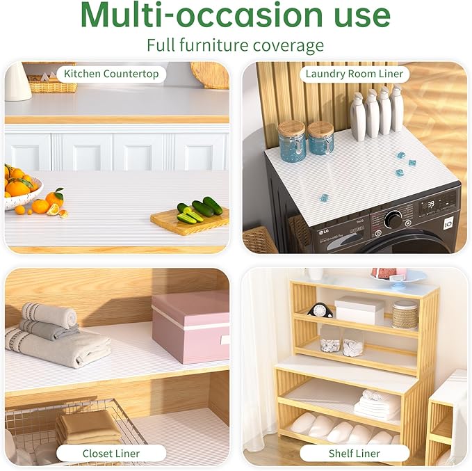 Shelf and Drawer Liner for Kitchen Cabinet, Non-Adhesive 12in x 360in Waterproof Durable Thickened EVA Material Easy-to-Cut Contact Paper Non Slip Mat for Refrigerator, Cupboard, Dresser - Image 7