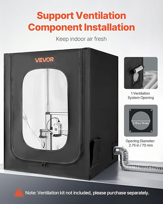 VEVOR 3D Printer Enclosure, Dustproof Waterproof Large Oxford Cloth 3D Printer Tent, Constant Temperature Protective Case with LED Lighting, Compatible with Creality/ELEGOO/Anycubic Popular Models - Image 7
