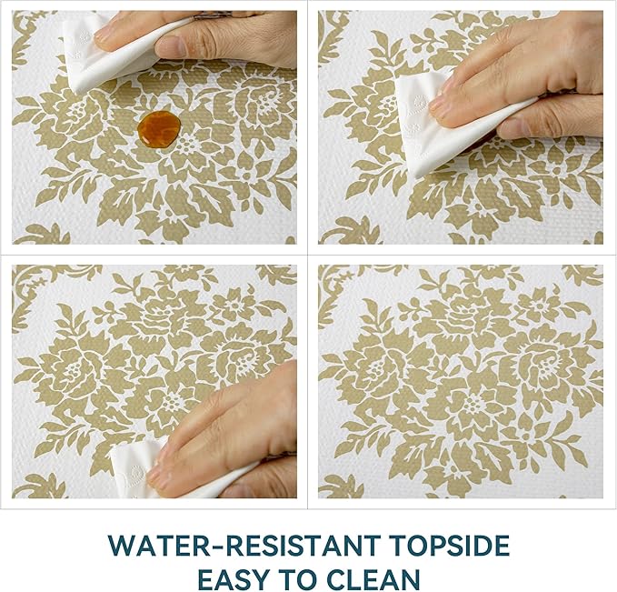 12 x 360 Inch Gold Shelf Liner for Kitchen Cabinets Non Adhesive Kitchen Drawer Liner, Waterproof Shelf Liner Durable Anti-Slip for Kitchen Cabinets Shelf Liner - Image 5