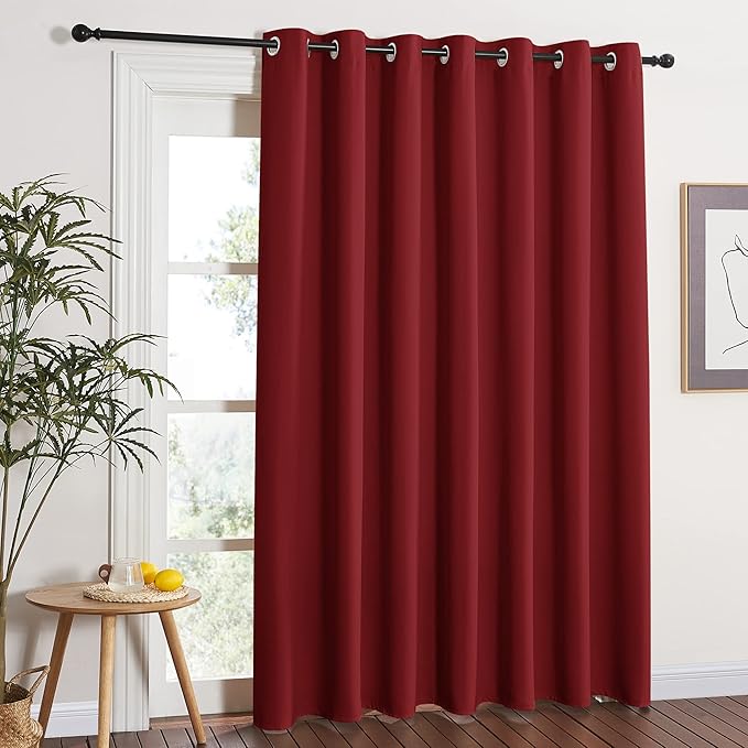 NICETOWN Blackout Blinds for Sliding Door - Indoor Slider Curtains for Patio, Wide Width Drapes for Living Room (Burgundy Red, 100 inches Wide x84 Long) by NICETOWN