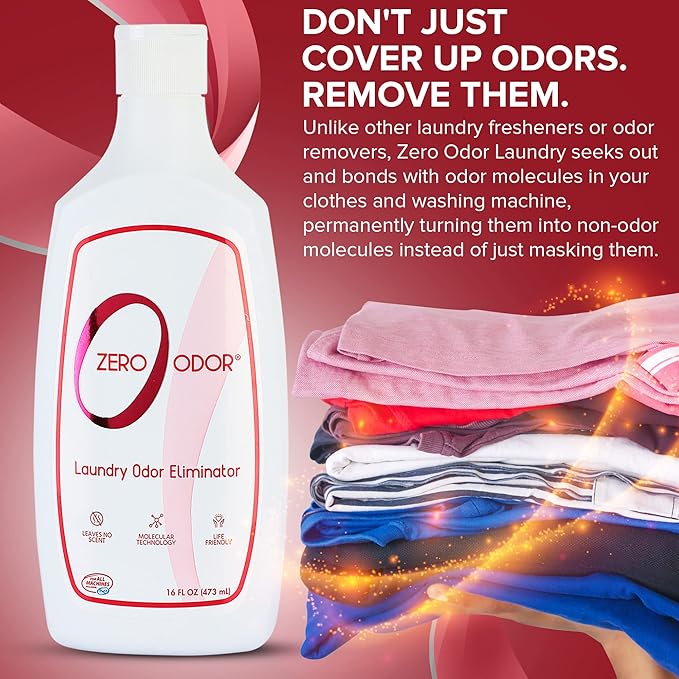 Zero Odor – Laundry Odor Eliminator - Permanently Eliminate laundry Odor – Patented Molecular Technology Best For Clothes, Towels & Linens, Shoes, Bags, Etc. - rinse and refresh Again, 16oz (3-Pack) - Image 8