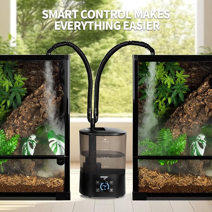 WACOOL Upgraded Digital Timing Reptile Fogger, 4L No Leak Reptile Humidifier with 2 Hose, Top Filling Automatic Terrarium Humidifier Fogger for Reptile Use - Image 8