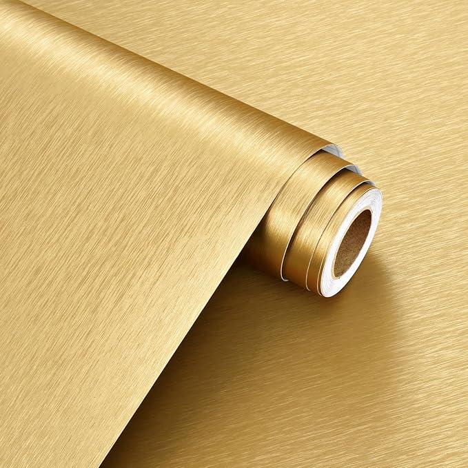 WESTICK Stainless Steel Gold Contact Paper Removable Metallic Gold Wallpaper Peel and Stick Brushed Golden Contact Paper Stainless Steel Vinyl Fridge Wrap for Appliances Cabinets Countertops 17.7"x80" - Image 7