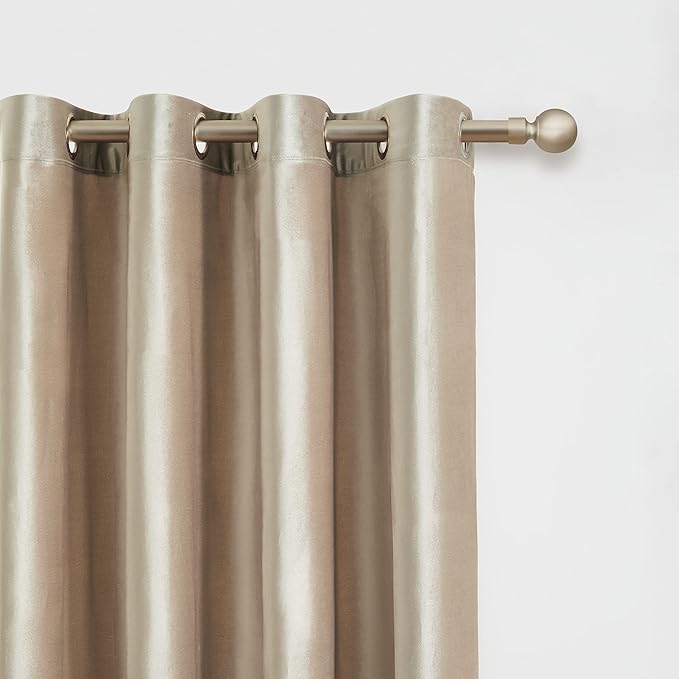 BULBUL Luxury Champagne Beige Velvet Curtains: 108 inches Elegant Living Room Curtain - Modern Thermal Insulated Soundproof Privacy Room Darkening Floor to Ceiling Soft Drapes for Bedroom Set of 2 - Image 2