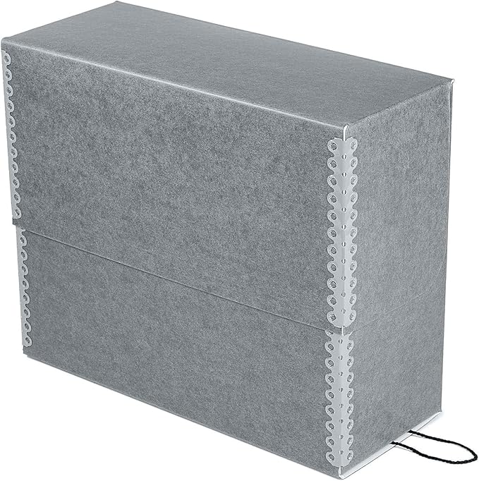 Lineco Archival Document Storage Box with Metal Edge, Acid-Free Gray Boxboard, Organize and Store Files, Prints, Photos, Jumbo-Sized Case 15.5" x 12.5" x 5" Wide - Image 2