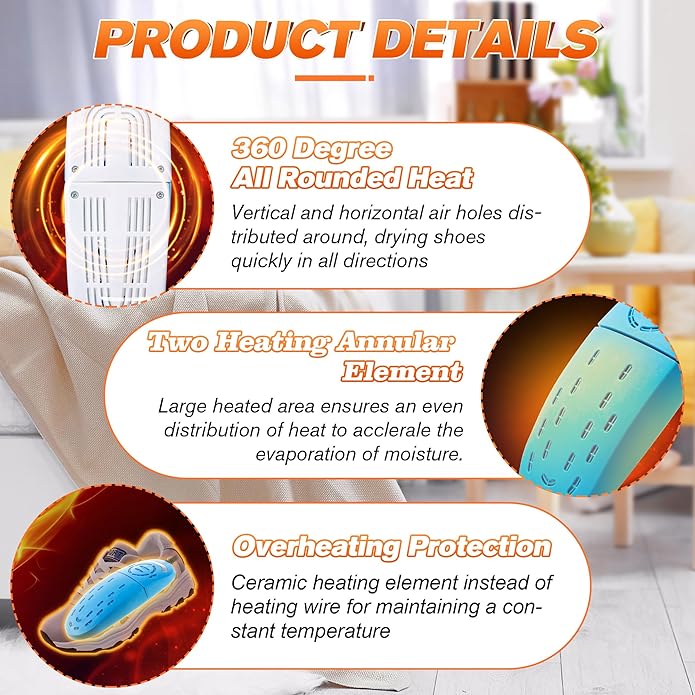 Shoe Dryers Portable, Boot Dryer, Telescopic Electric Shoe Warmer Machine for Sneaker Socks Gloves - Image 2