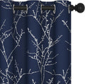 Deconovo Blackout Curtains, Navy Blue Curtain, Thermal Insulated Soundproof Drapes, Branch Silver Print, 42 x 63 Inch Long, Machine Washable Grommet Panels for Bedroom Living Room Office, Set of 2 by Deconovo