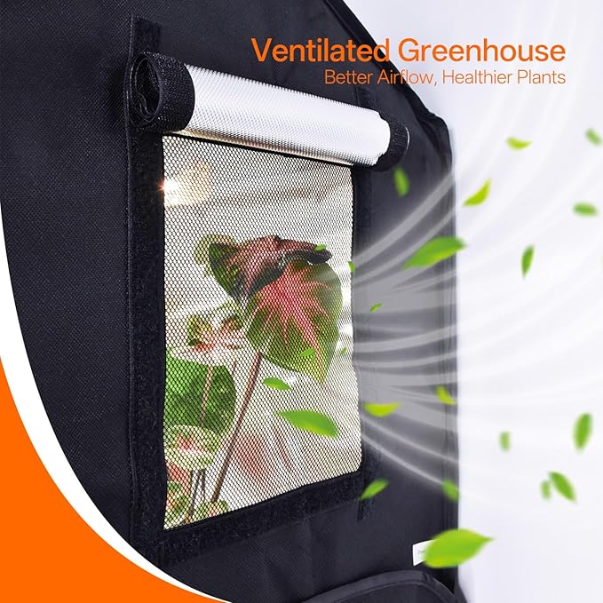 Bstrip Indoor Greenhouse with Grow Light, Mini Grow Tent with Oxford Fabric, Waterproof Base Mat&Ventilation Window for Seed Starting&Plant Growth, 18W Grow Light with Timer, 23.8"x15.7"x20.5" - Image 3