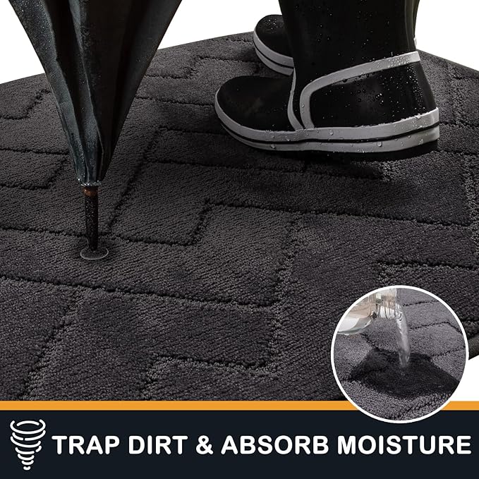 PURRUGS Dirt Trapping Door Mat 32" x 70", Non-Slip Machine Washable Entry Rug, Dog Doormat, Indoor Front Door Mat, Super Absorbent Entryway Rug for Muddy Shoes & Paws, Charcoal - Image 5