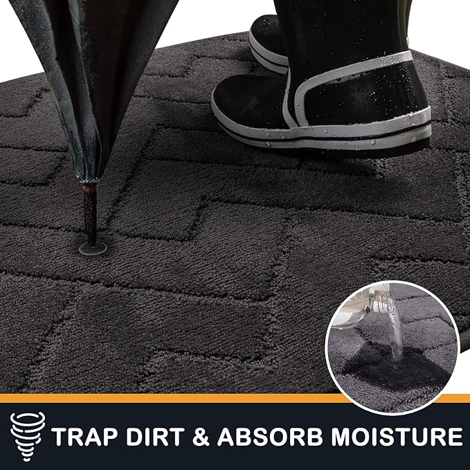 PURRUGS Dirt Trapping Door Mat 24" x 59", Non-Slip Machine Washable Entry Rug, Dog Doormat, Indoor Front Door Mat, Super Absorbent Entryway Rug for Muddy Shoes & Paws, Charcoal - Image 5