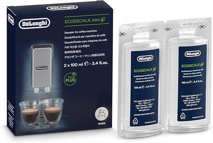 De'Longhi EcoDecalk Descaler, Eco-Friendly Universal Descaling Solution for Coffee & Espresso Machines, 2-Pack (1 use per pack) by DeLonghi
