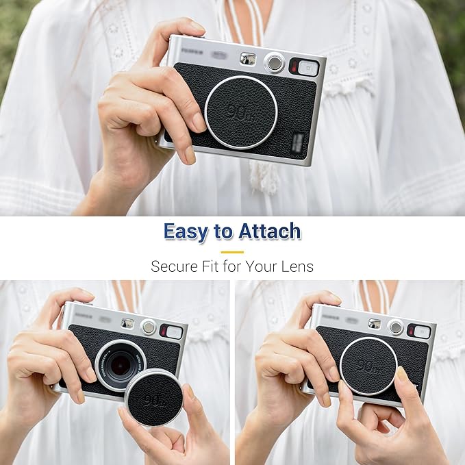 Retro Leather Lens Cap for Fujifilm Insta Mini EVO, Aluminum Anti-Dust Anti-Scratches Lightweight Camera Lens Cover with Soft EVA Interior, Accessories for Fuji Mini Evo Lens Protection Cover - Image 4