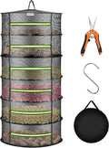 VIVOSUN 6-Layer Mesh Drying Rack Hanging Design with Green Zippers for Dehydrating, Indoor and Outdoor Pruning Shears Included by VIVOSUN