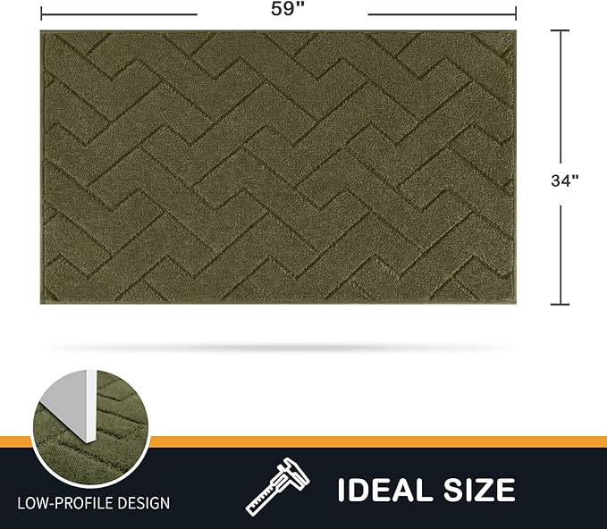 PURRUGS Dirt Trapping Door Mat 34" x 59", Non-Slip Machine Washable Entry Rug, Dog Doormat, Indoor Front Door Mat, Super Absorbent Entryway Rug for Muddy Shoes & Paws, Sage Green - Image 2